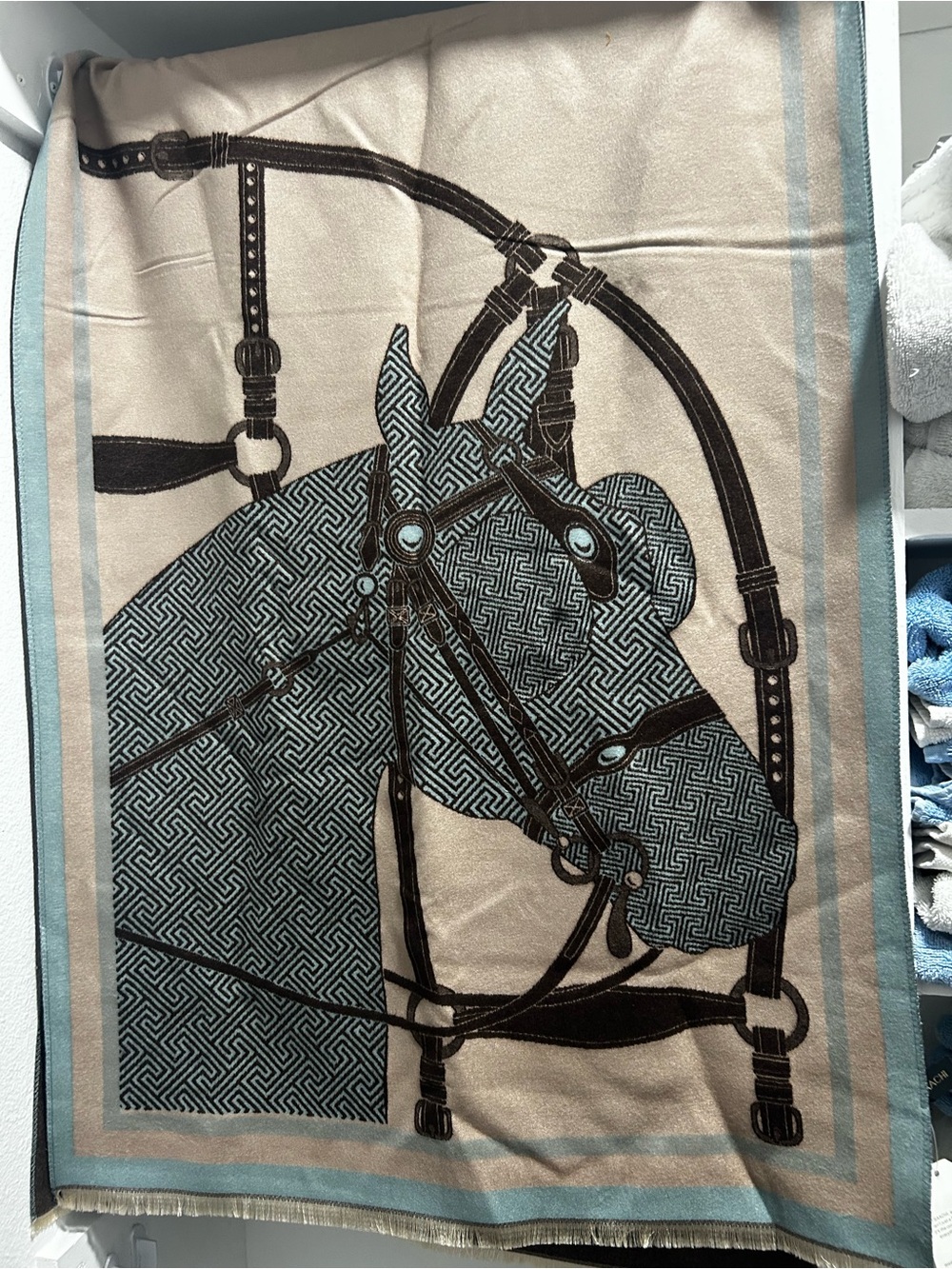 SAACHI Equestrian Print Scarf Wrap NWT